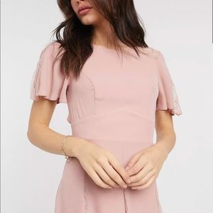 ASOS DESIGN midi dress with lace panels and blouson bodice
